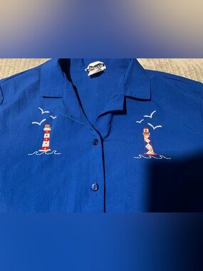 BonWorth Solid Royal Blue lighthouse Blouse